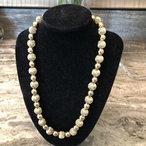 J Crew Ornament Beaded Gold Tone Necklace 18”